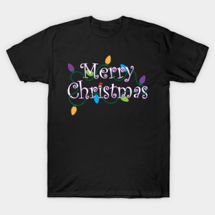 Merry Christmas White and Purple T-Shirt